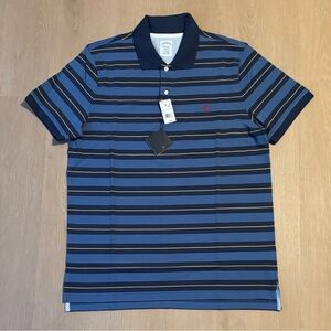 NWT Brooks Brothers Blue Striped Supima Cotton Logo Polo Shirt size Large